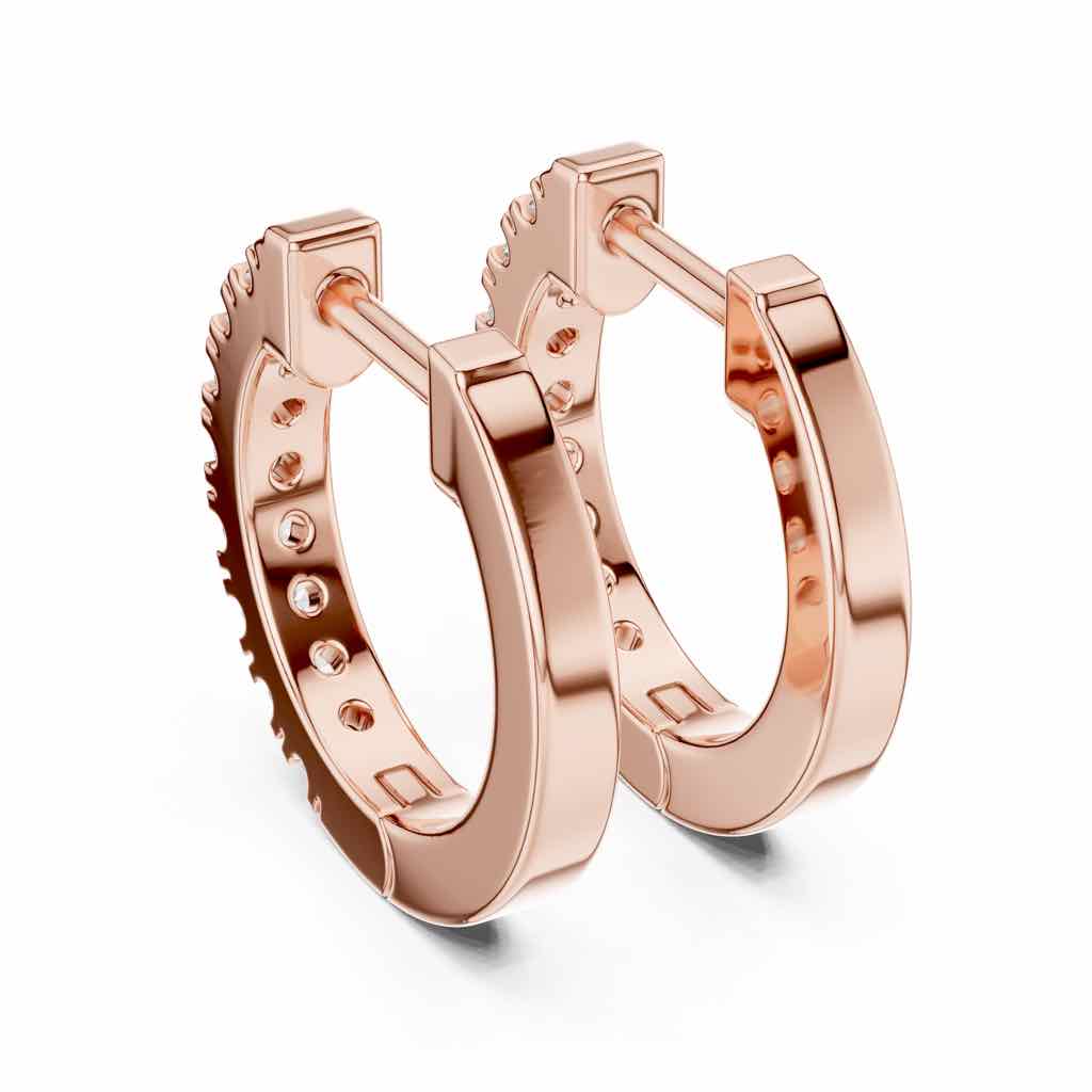 Double-Row Diamond Huggie Hoops with Lab-Grown Diamonds