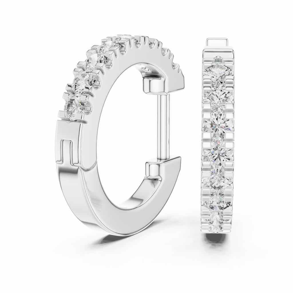 Double-Row Diamond Huggie Hoops with Lab-Grown Diamonds