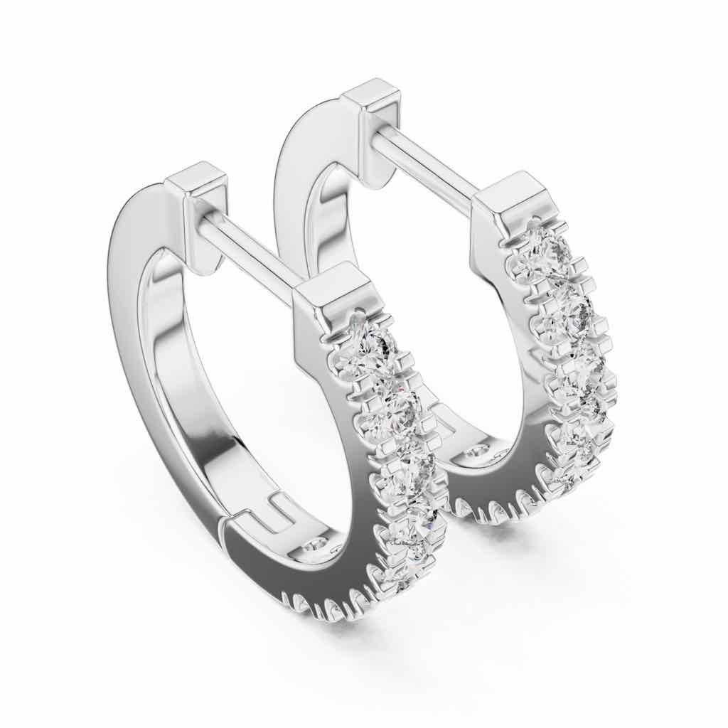 Double-Row Diamond Huggie Hoops with Lab-Grown Diamonds