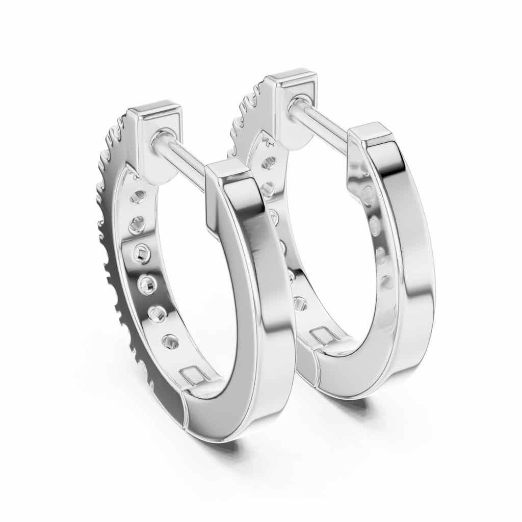 Double-Row Diamond Huggie Hoops with Lab-Grown Diamonds