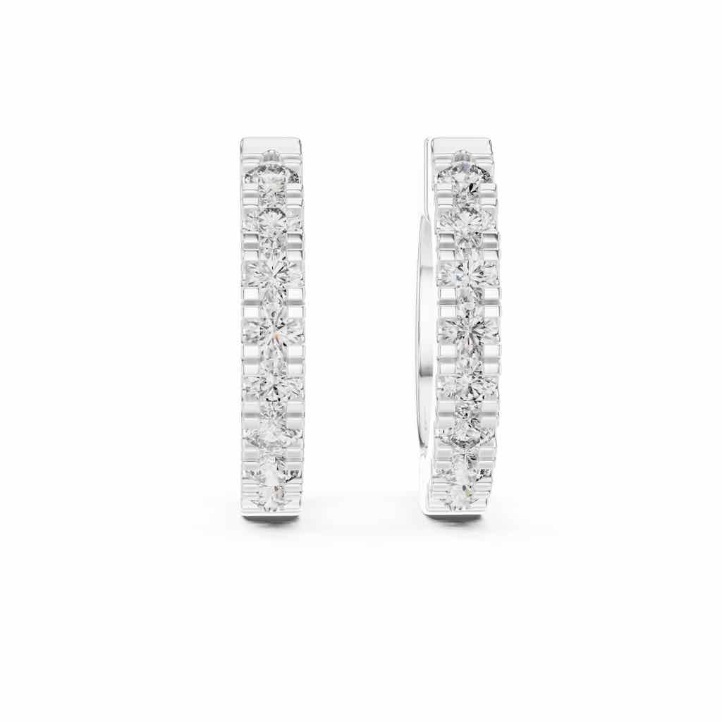 Double-Row Diamond Huggie Hoops with Lab-Grown Diamonds