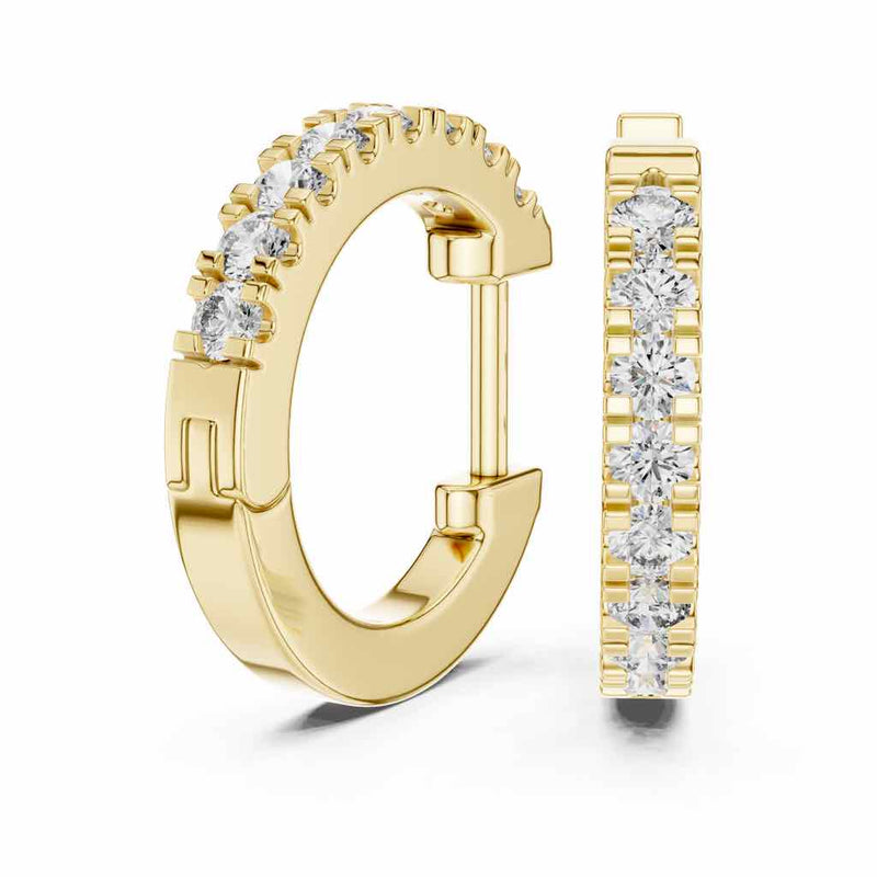 Double-Row Diamond Huggie Hoops with Lab-Grown Diamonds