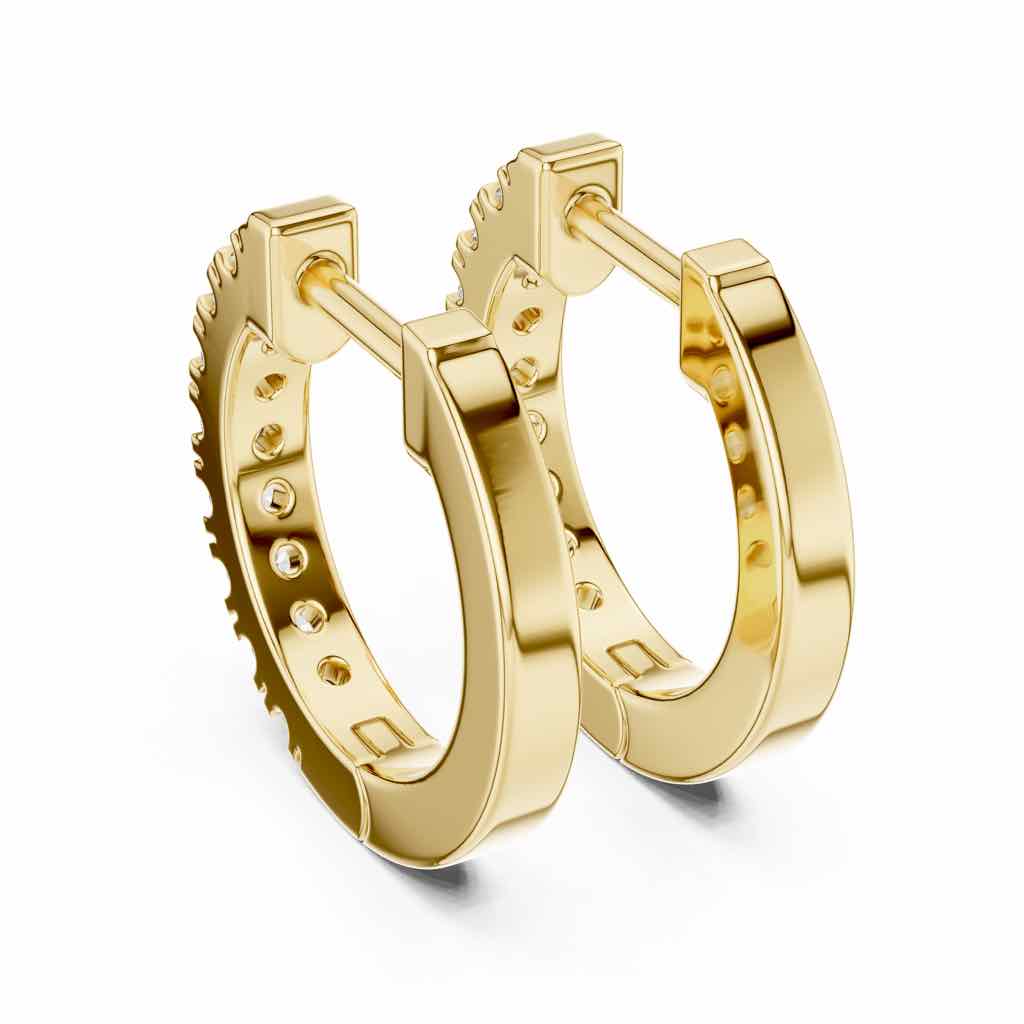 Double-Row Diamond Huggie Hoops with Lab-Grown Diamonds