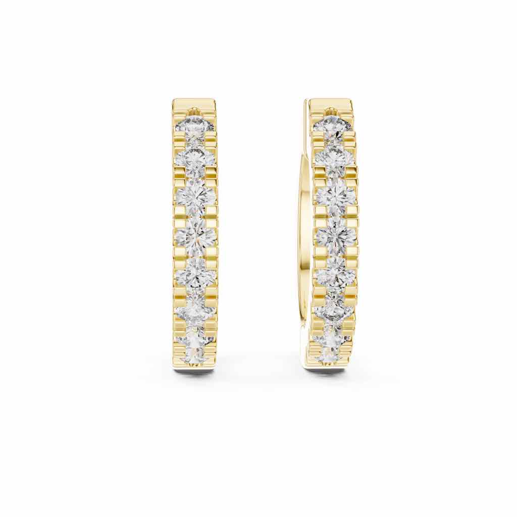 Double-Row Diamond Huggie Hoops with Lab-Grown Diamonds