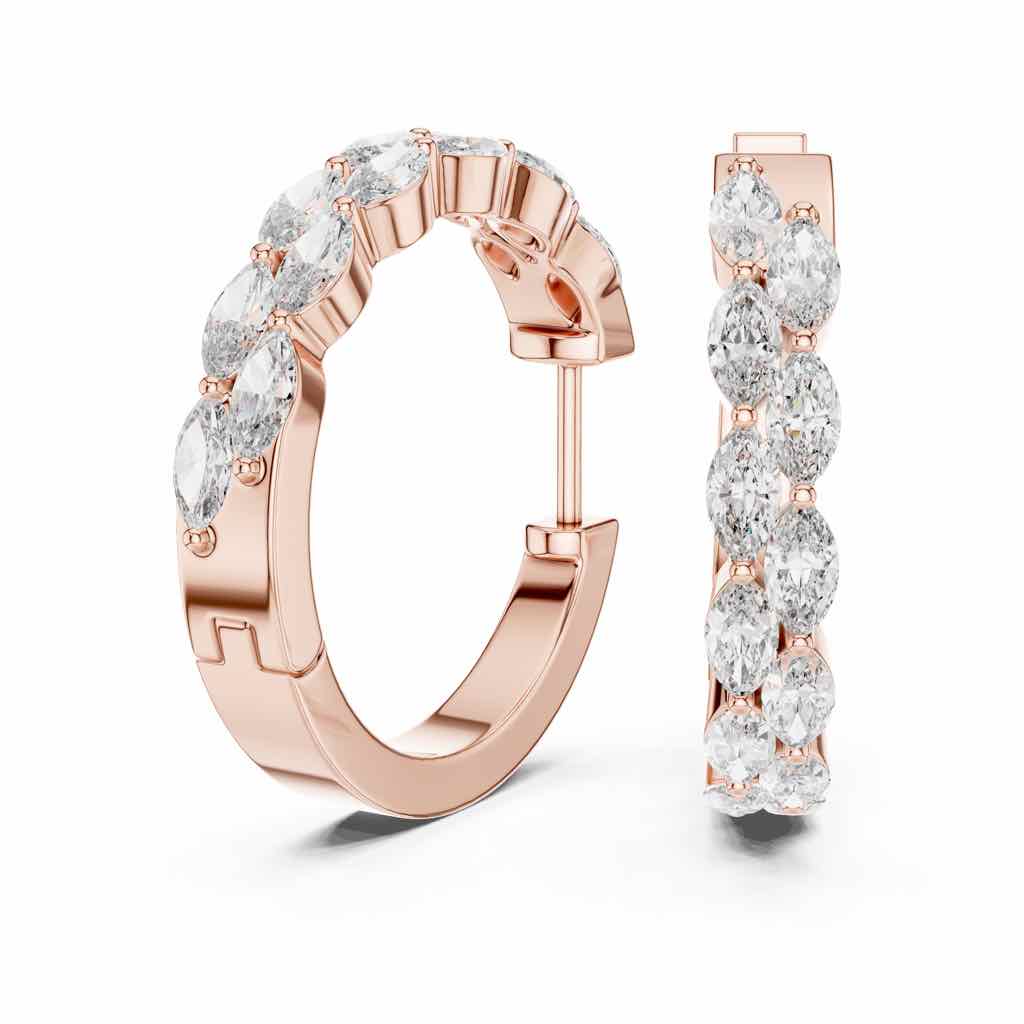 Marquise Diamond Hoop Earrings with Lab-Grown Diamonds