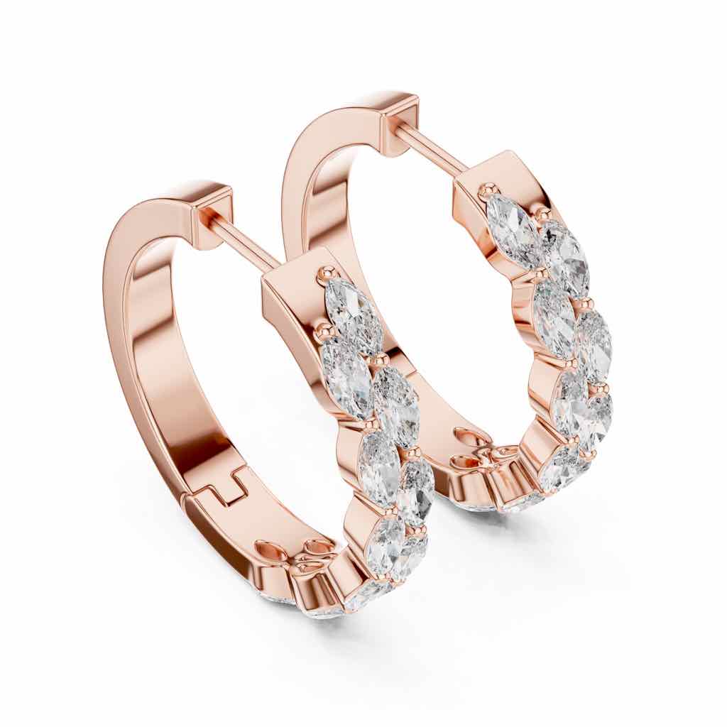 Marquise Diamond Hoop Earrings with Lab-Grown Diamonds