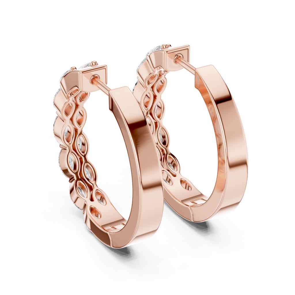 Marquise Diamond Hoop Earrings with Lab-Grown Diamonds
