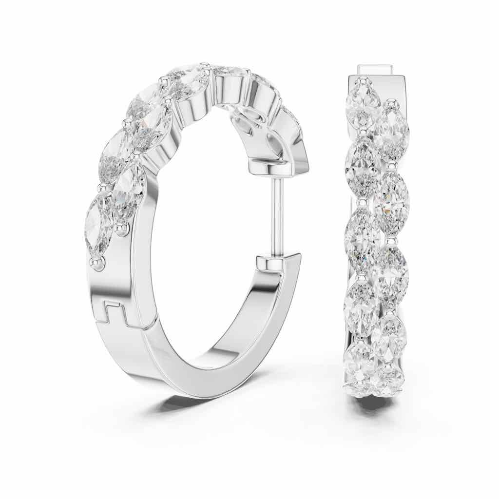 Marquise Diamond Hoop Earrings with Lab-Grown Diamonds