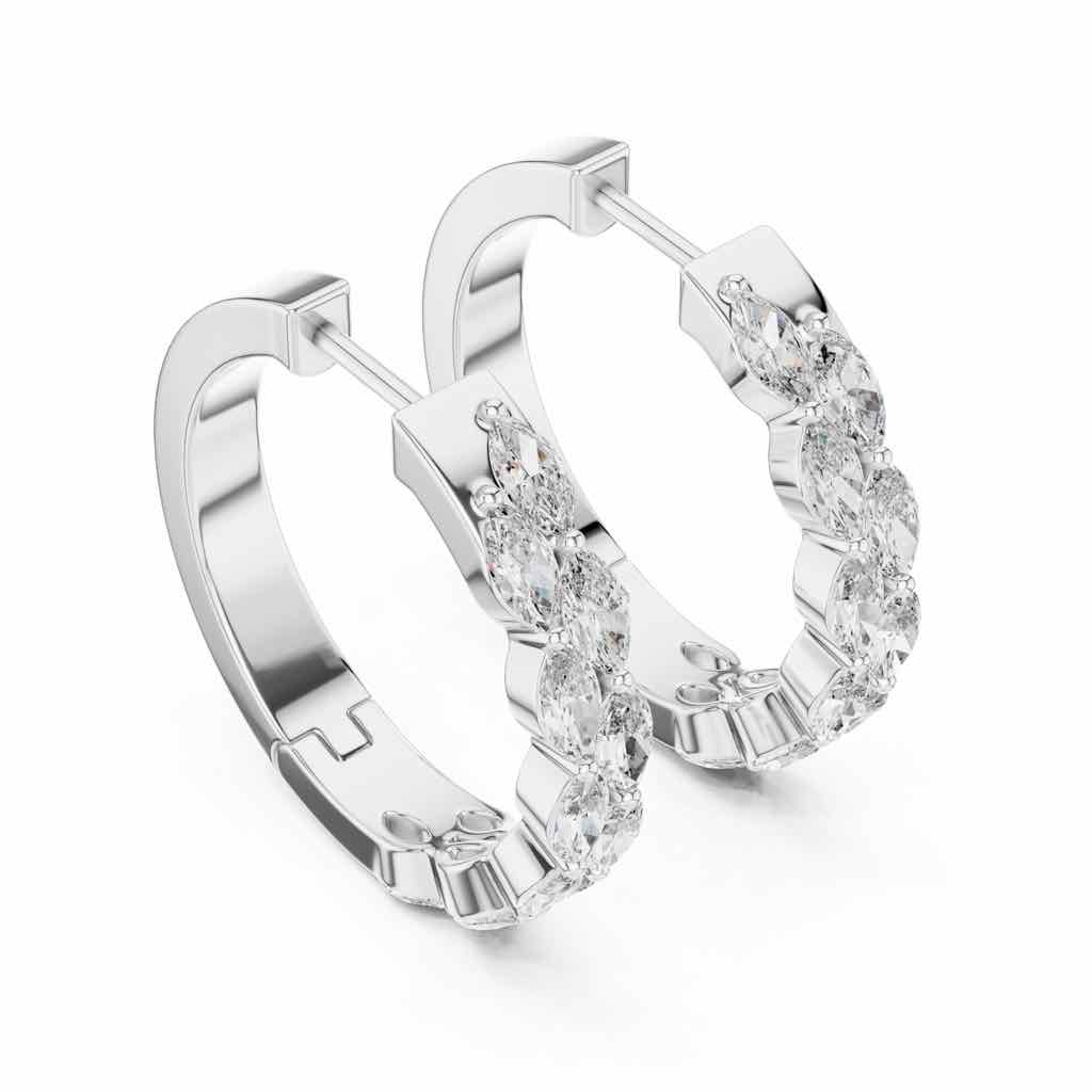 Marquise Diamond Hoop Earrings with Lab-Grown Diamonds