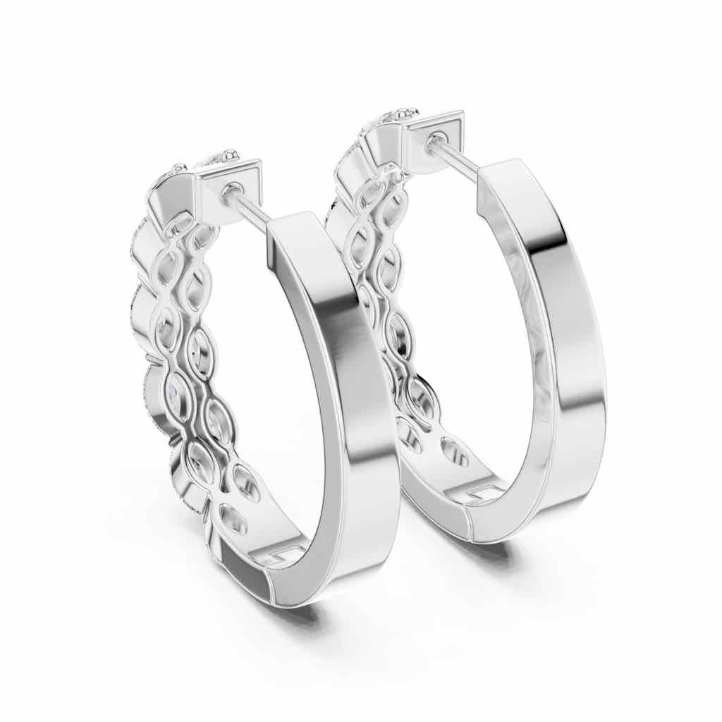 Marquise Diamond Hoop Earrings with Lab-Grown Diamonds