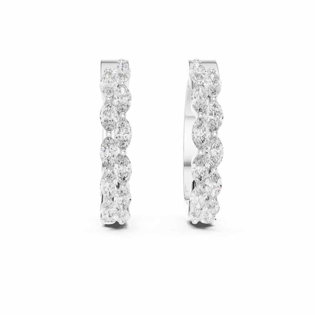 Marquise Diamond Hoop Earrings with Lab-Grown Diamonds