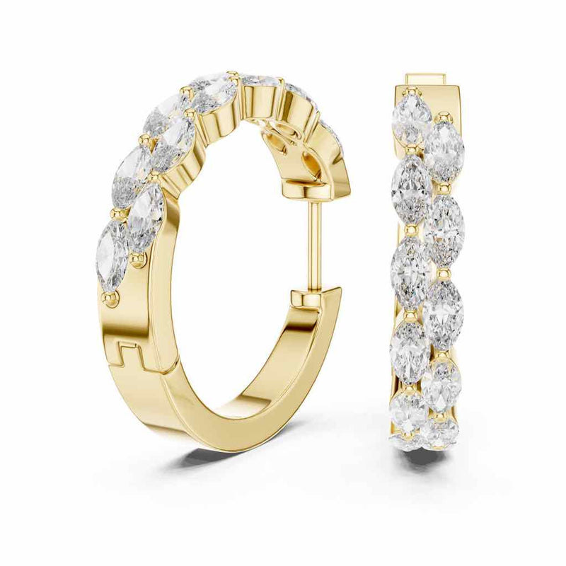 Marquise Diamond Hoop Earrings with Lab-Grown Diamonds