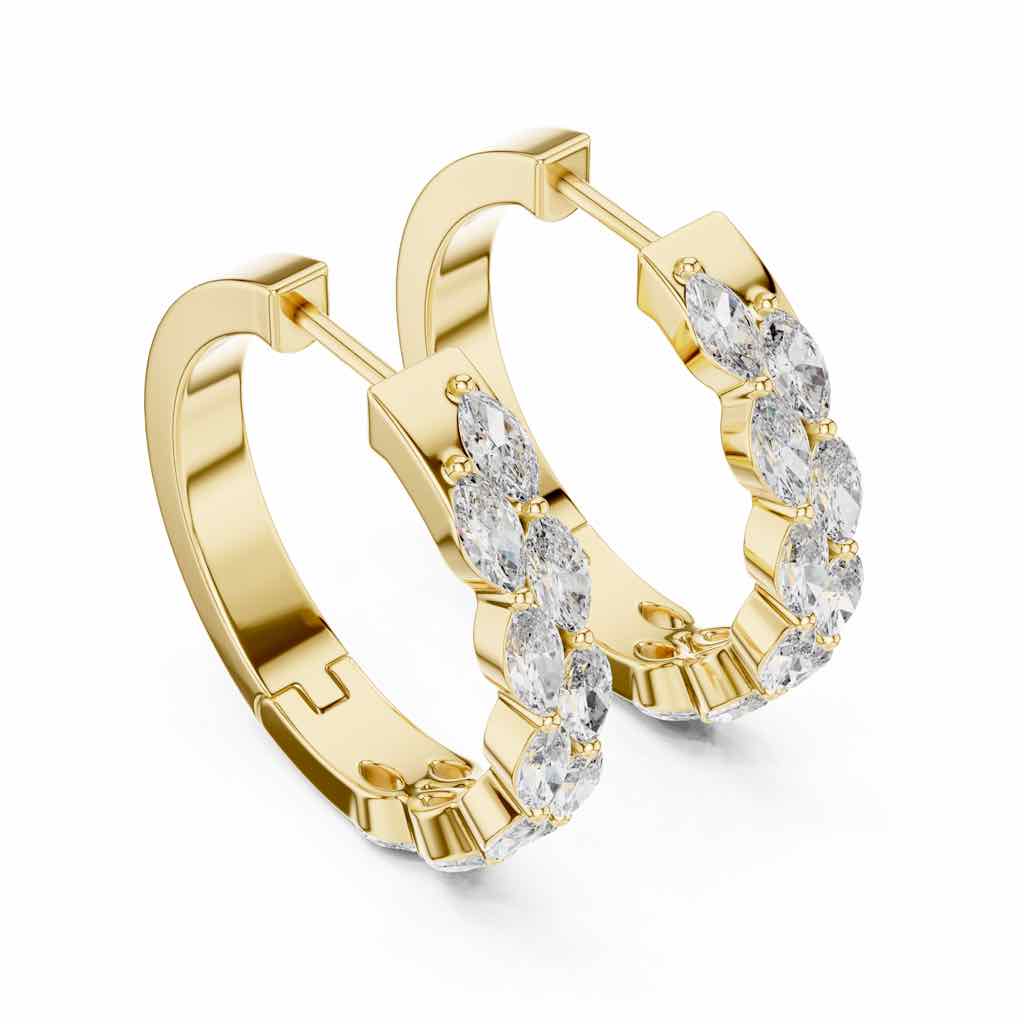 Marquise Diamond Hoop Earrings with Lab-Grown Diamonds