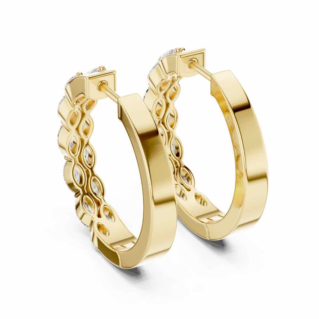 Marquise Diamond Hoop Earrings with Lab-Grown Diamonds