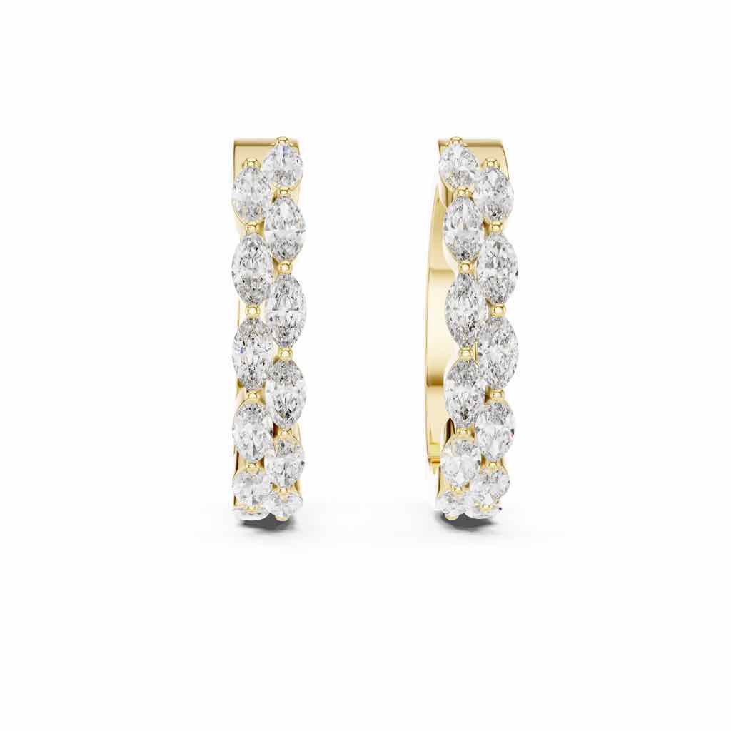 Marquise Diamond Hoop Earrings with Lab-Grown Diamonds