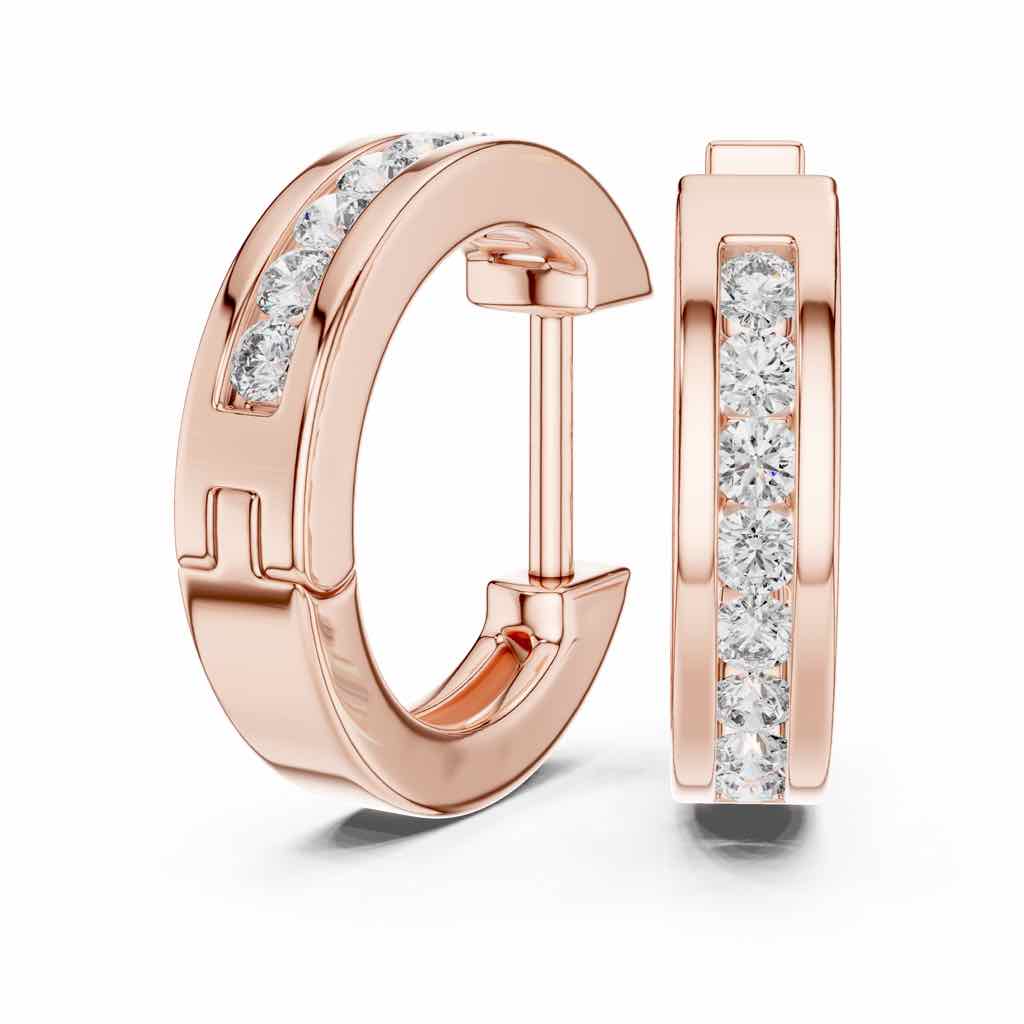 Channel-Set Diamond Huggie Hoops with Lab-Grown Diamonds
