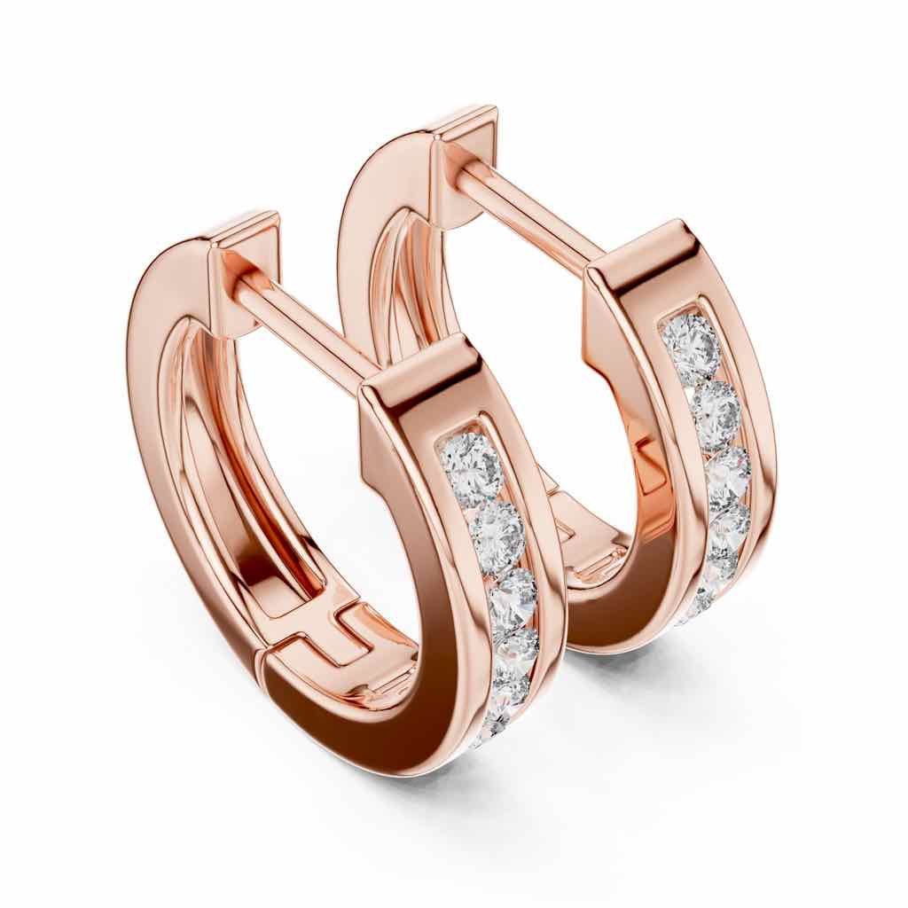 Channel-Set Diamond Huggie Hoops with Lab-Grown Diamonds