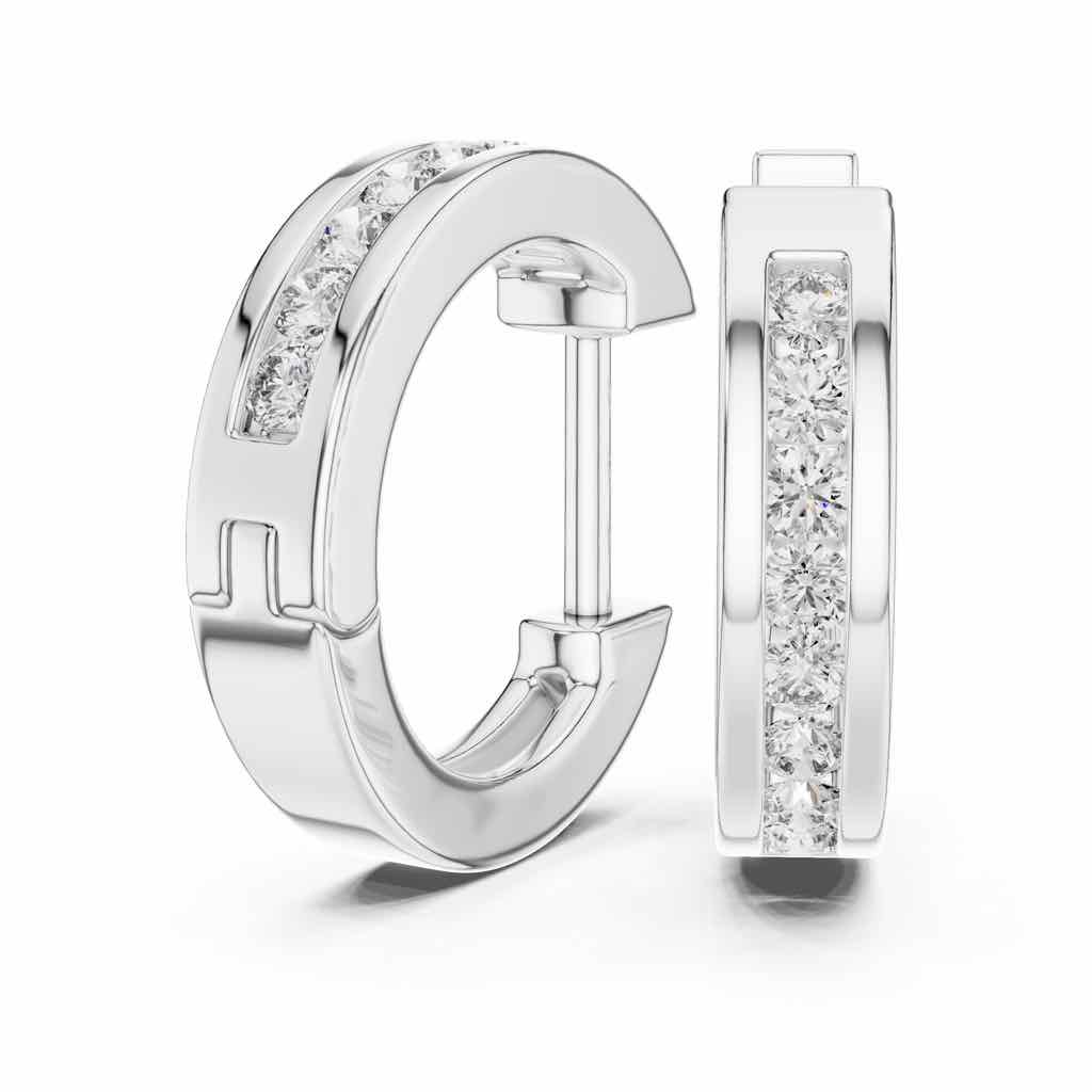 Channel-Set Diamond Huggie Hoops with Lab-Grown Diamonds