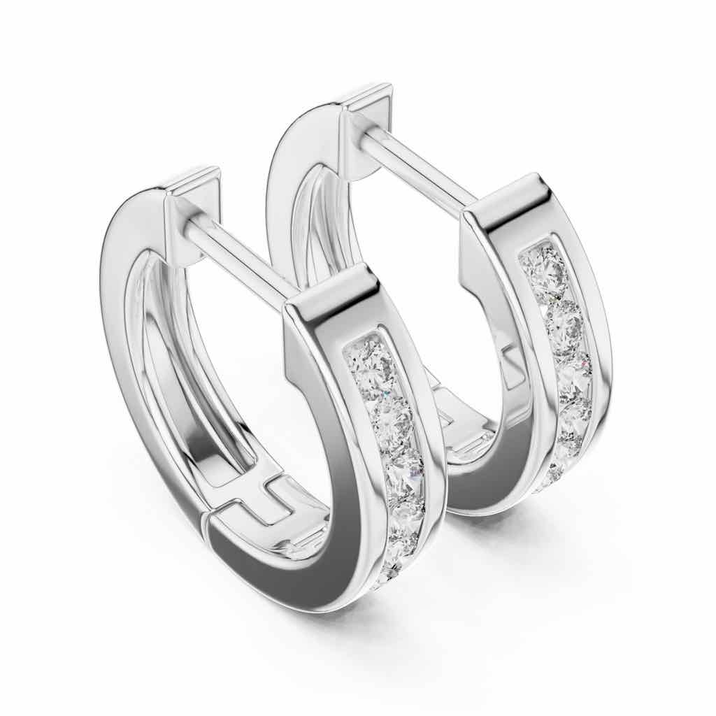 Channel-Set Diamond Huggie Hoops with Lab-Grown Diamonds