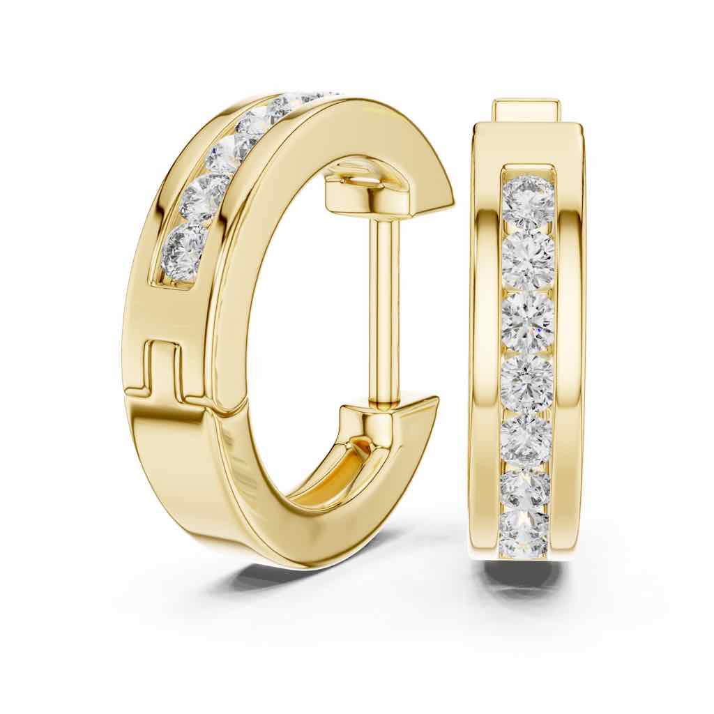 Channel-Set Diamond Huggie Hoops with Lab-Grown Diamonds