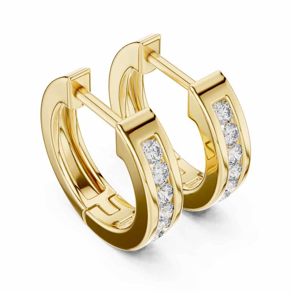 Channel-Set Diamond Huggie Hoops with Lab-Grown Diamonds