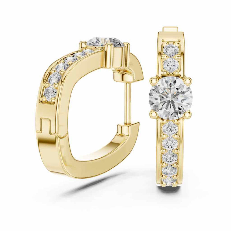 Solitaire-Centre Diamond Hoop Earrings with Lab-Grown Diamonds