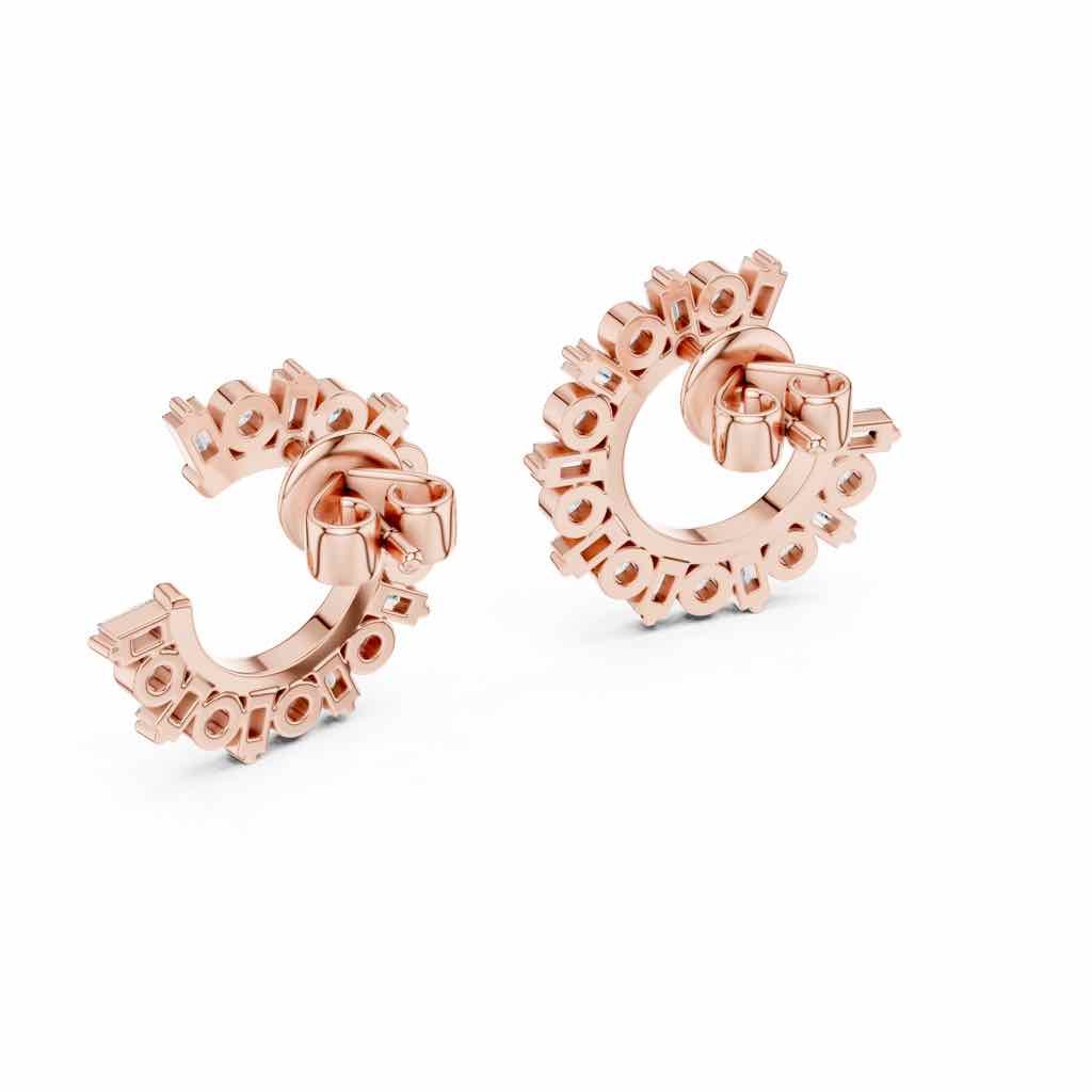 Sunburst Mixed-Cut Diamond Stud Earrings with Lab-Grown Diamonds