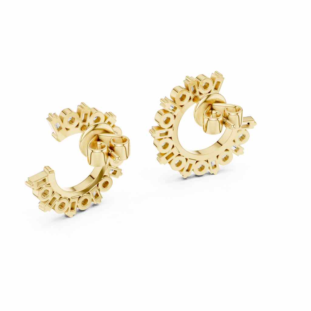 Sunburst Mixed-Cut Diamond Stud Earrings with Lab-Grown Diamonds