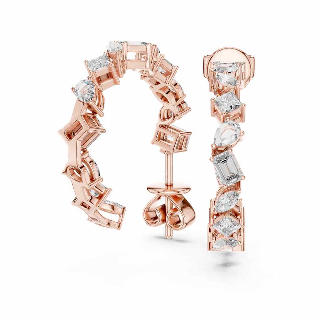 Confetti Mixed-Cut Diamond Hoop Earrings with Lab-Grown Diamonds