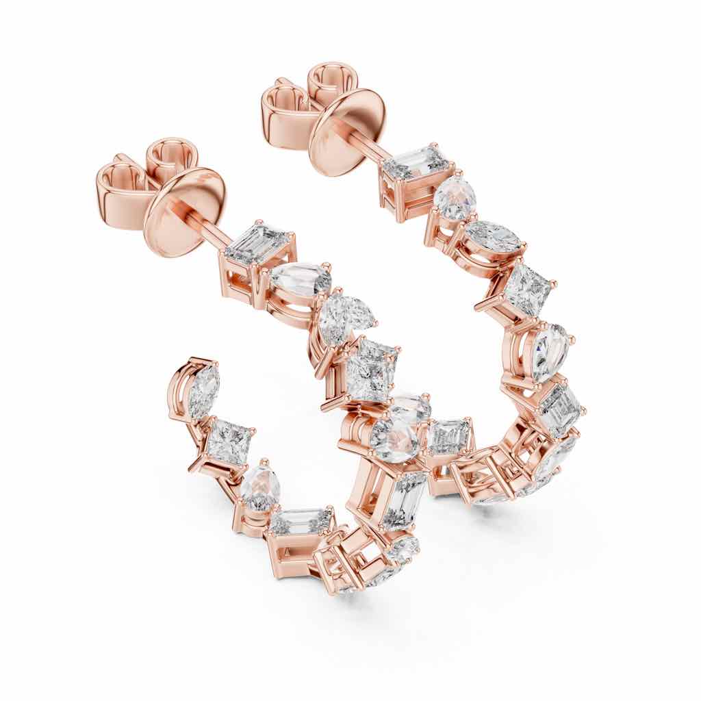 Confetti Mixed-Cut Diamond Hoop Earrings with Lab-Grown Diamonds