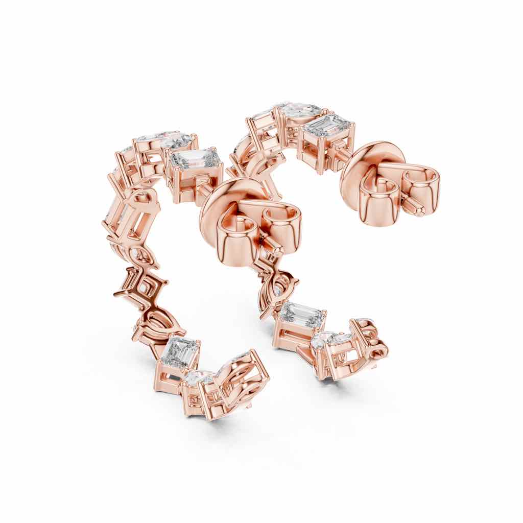 Confetti Mixed-Cut Diamond Hoop Earrings with Lab-Grown Diamonds