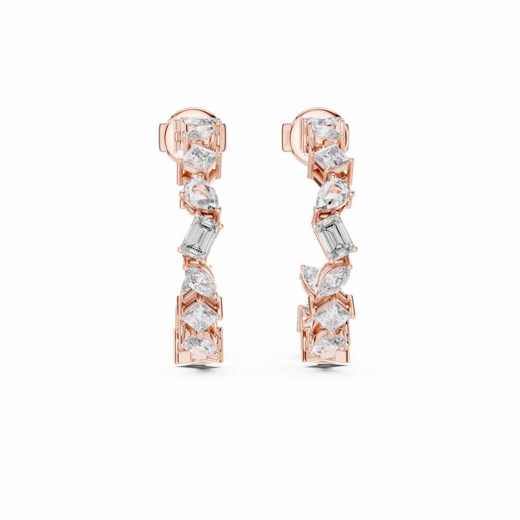 Confetti Mixed-Cut Diamond Hoop Earrings with Lab-Grown Diamonds