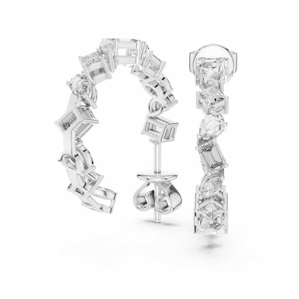 Confetti Mixed-Cut Diamond Hoop Earrings with Lab-Grown Diamonds
