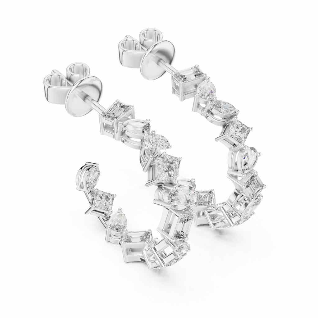 Confetti Mixed-Cut Diamond Hoop Earrings with Lab-Grown Diamonds