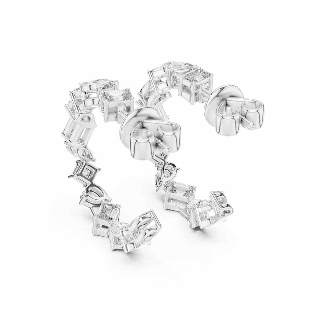 Confetti Mixed-Cut Diamond Hoop Earrings with Lab-Grown Diamonds
