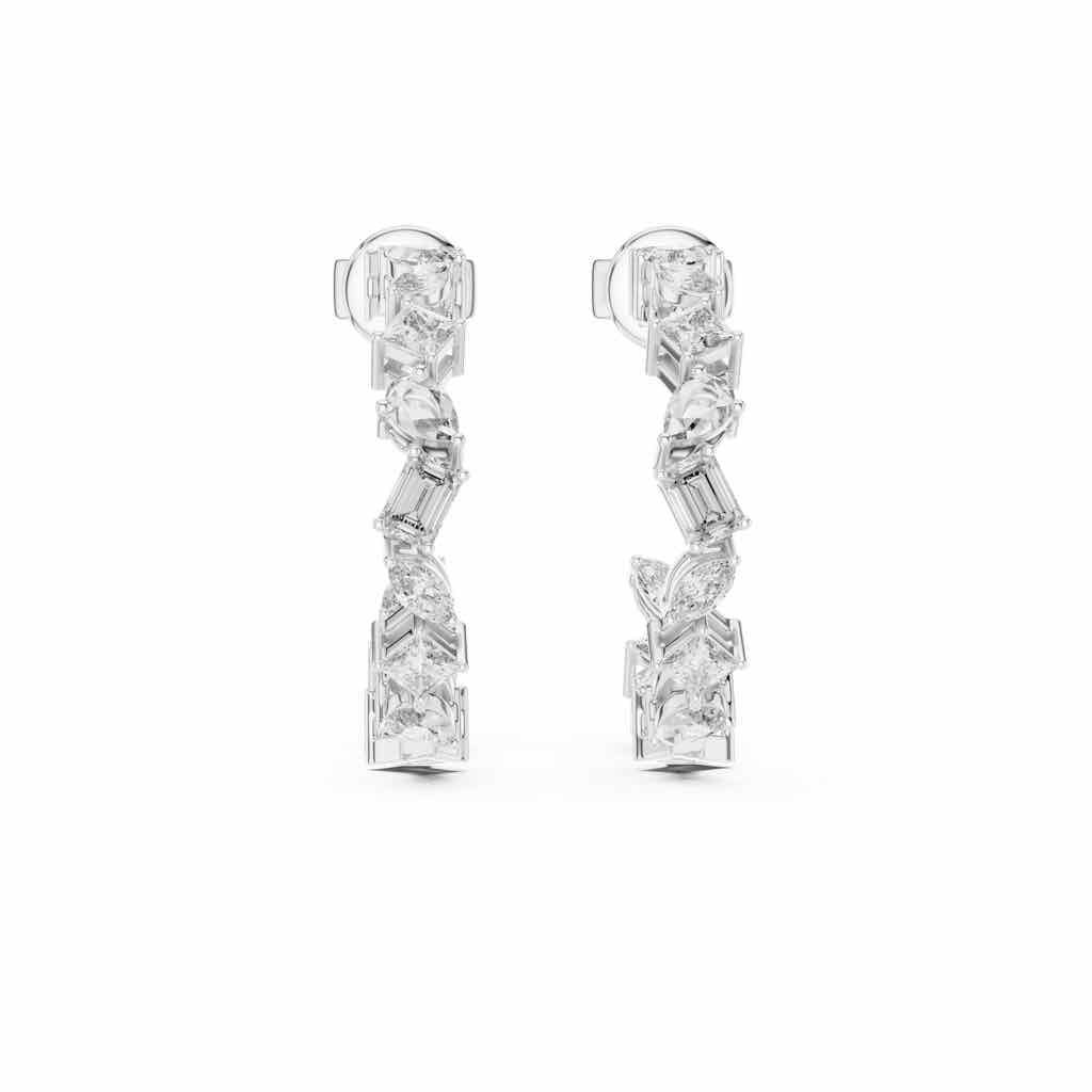 Confetti Mixed-Cut Diamond Hoop Earrings with Lab-Grown Diamonds