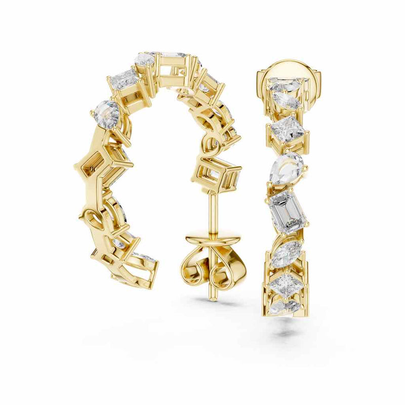 Confetti Mixed-Cut Diamond Hoop Earrings with Lab-Grown Diamonds