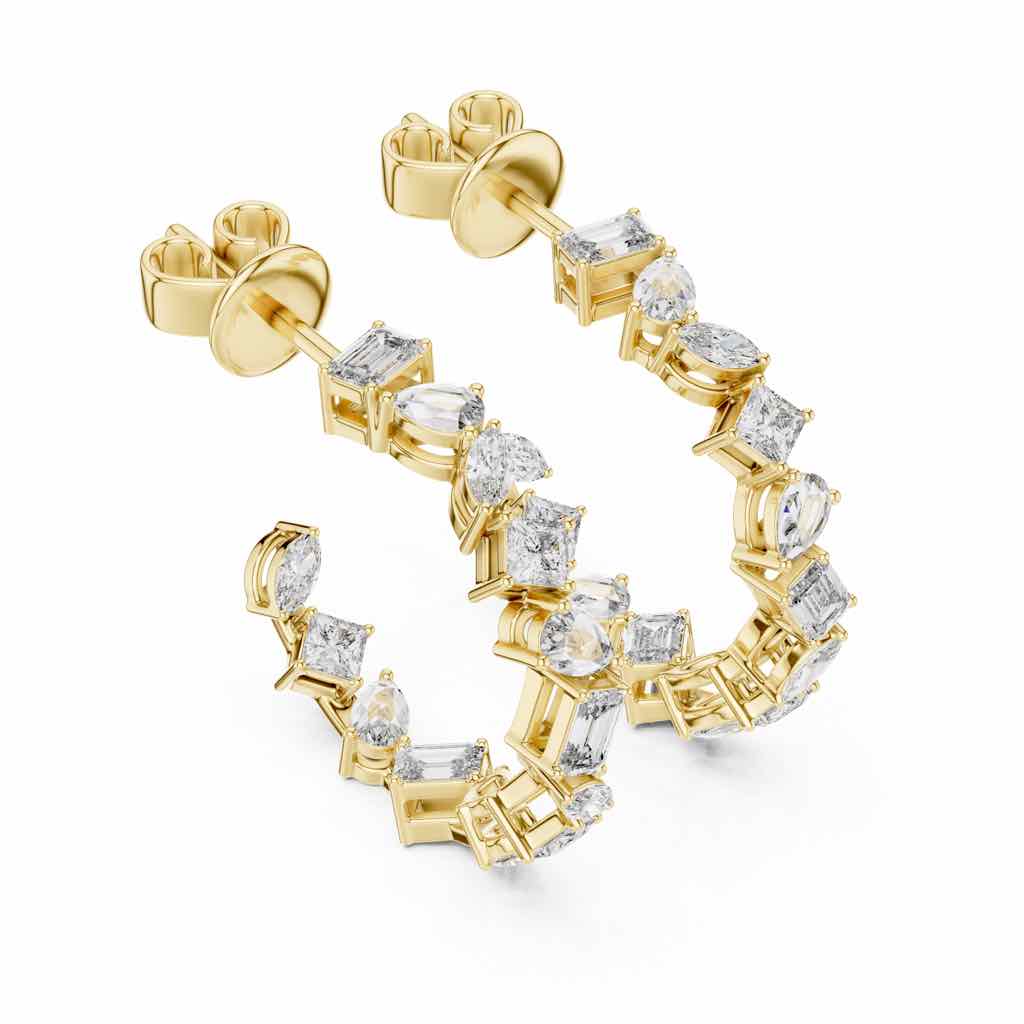 Confetti Mixed-Cut Diamond Hoop Earrings with Lab-Grown Diamonds