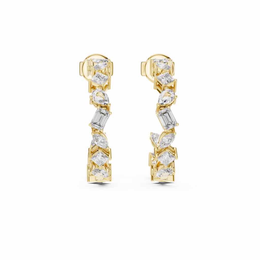 Confetti Mixed-Cut Diamond Hoop Earrings with Lab-Grown Diamonds