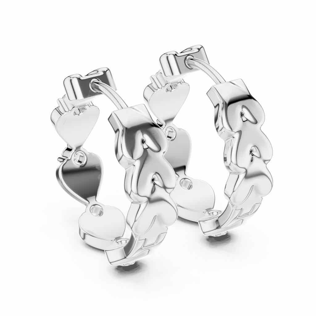 Sculpted Heart Diamond Hoop Earrings with Lab-Grown Diamonds