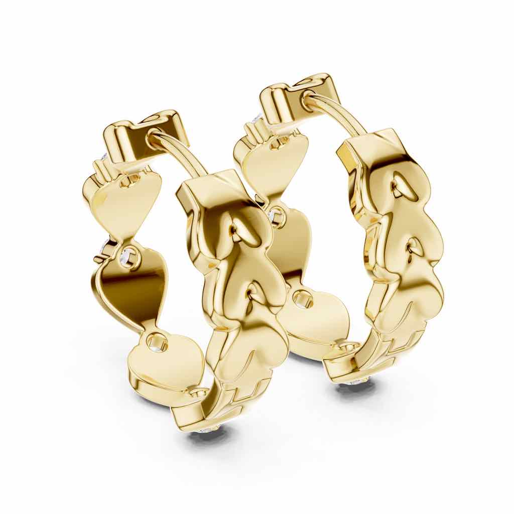 Sculpted Heart Diamond Hoop Earrings with Lab-Grown Diamonds
