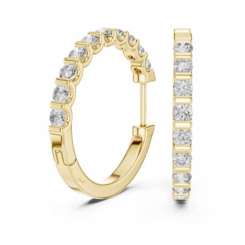 Double-Row Diamond Hoop Earrings with Lab-Grown Diamonds