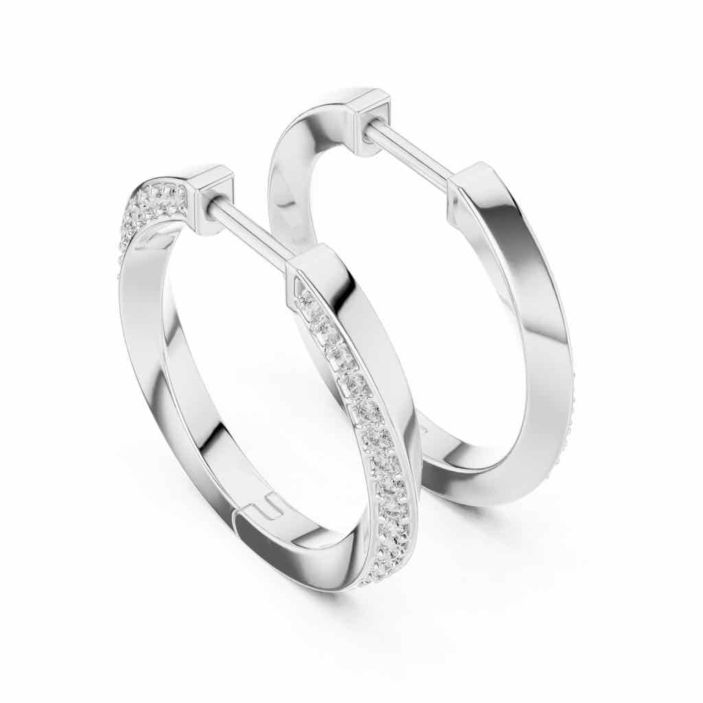 Inside-Out Pavé Diamond Hoop Earrings with Lab-Grown Diamonds