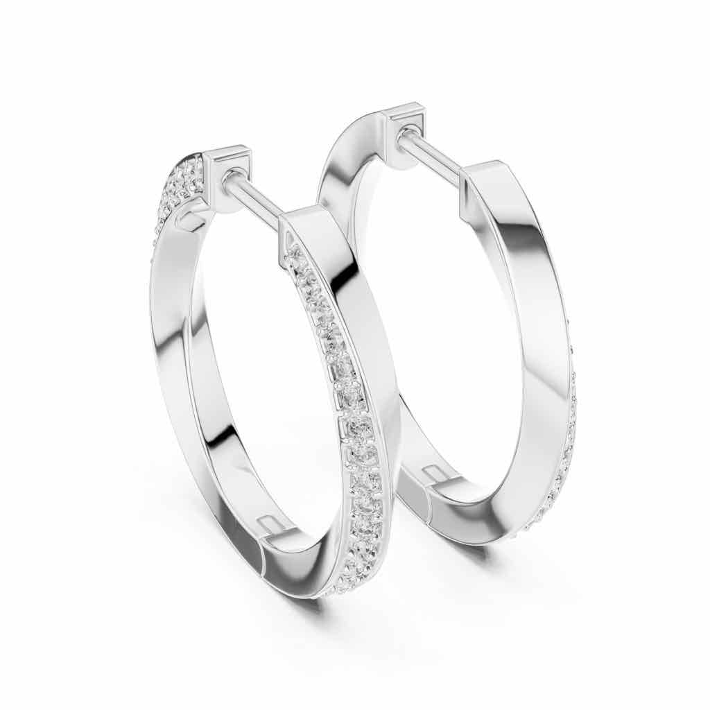 Inside-Out Pavé Diamond Hoop Earrings with Lab-Grown Diamonds