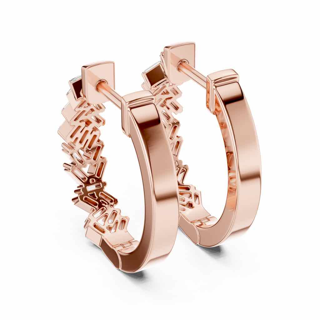 Art Deco Baguette Diamond Hoop Earrings with Lab-Grown Diamonds