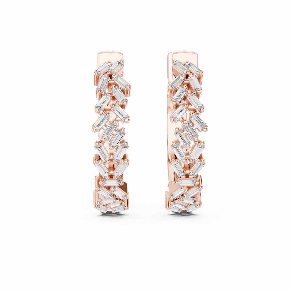 Art Deco Baguette Diamond Hoop Earrings with Lab-Grown Diamonds