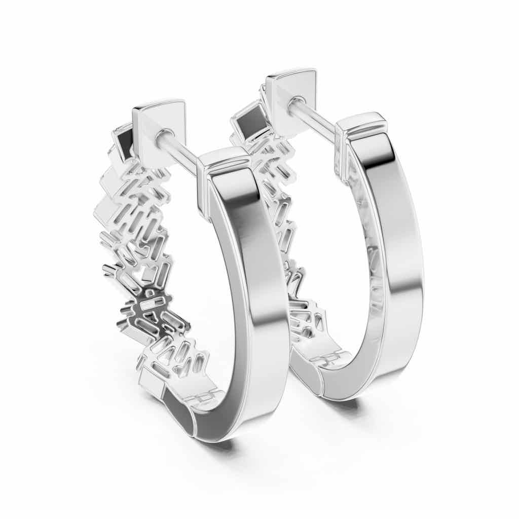 Art Deco Baguette Diamond Hoop Earrings with Lab-Grown Diamonds