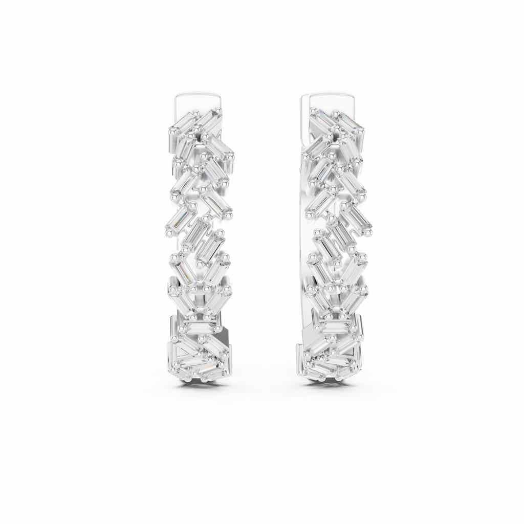Art Deco Baguette Diamond Hoop Earrings with Lab-Grown Diamonds