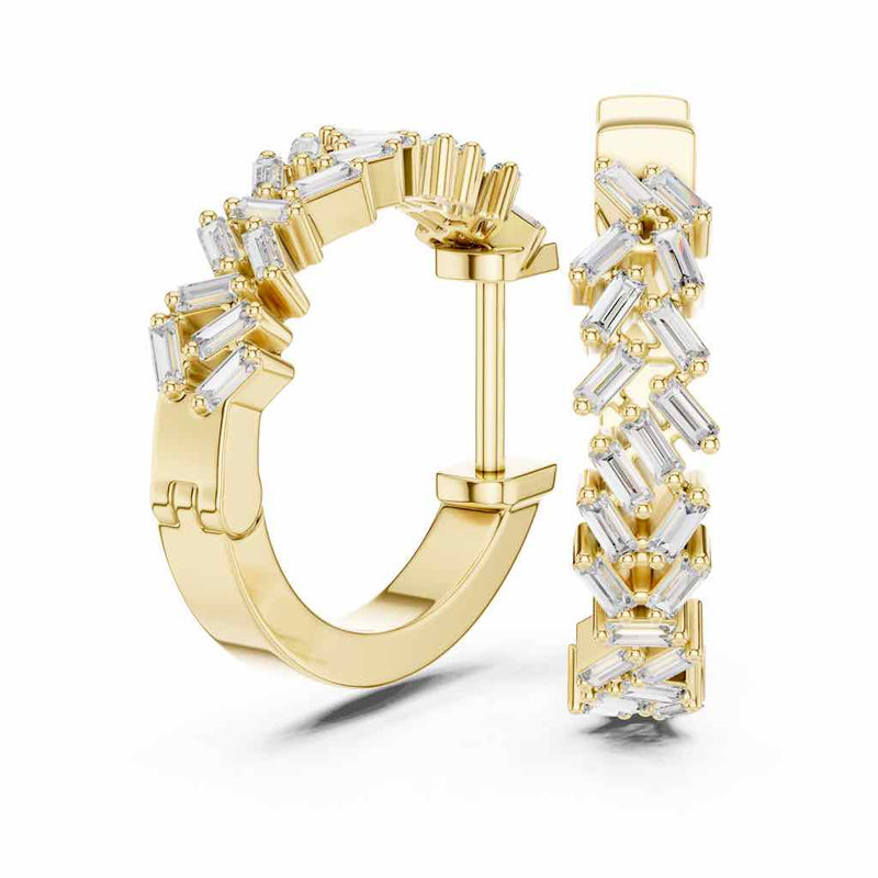 Art Deco Baguette Diamond Hoop Earrings with Lab-Grown Diamonds