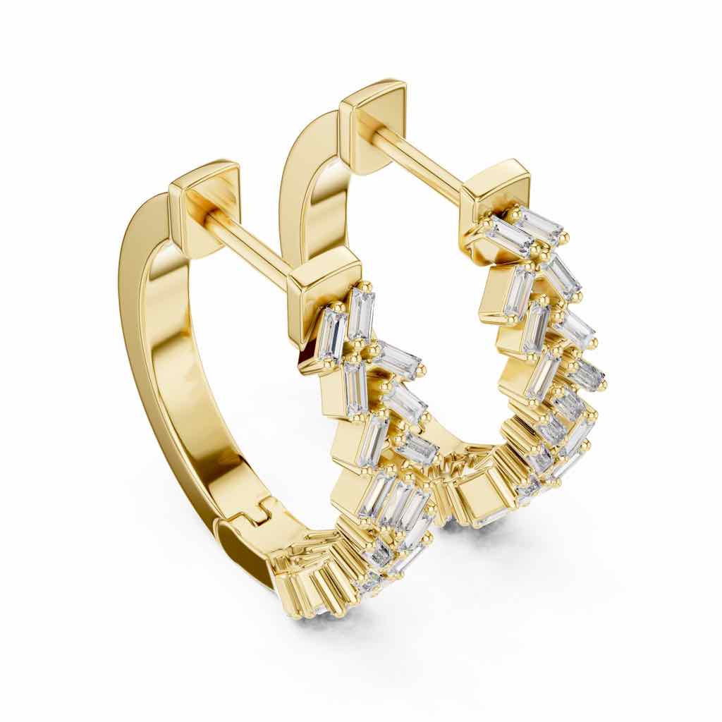 Art Deco Baguette Diamond Hoop Earrings with Lab-Grown Diamonds